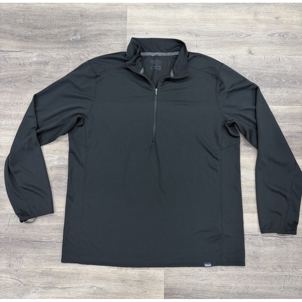 Patagonia Capilene Thermal Mid Weight Base Layer Pullover Mens XL Black 1/4 Zip